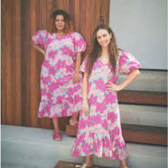 Anthropologie Dresses & Skirts - Oh Joy! The Odell Julia Linen Pink Floral Maxi Dress Puff Sleeve Anthro PLUS 2X